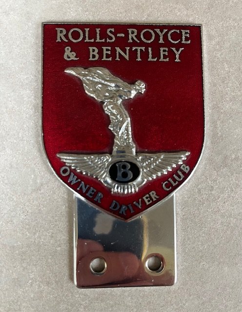 Rolls-Royce & Bentley Owner Driver Club enameled car badge
