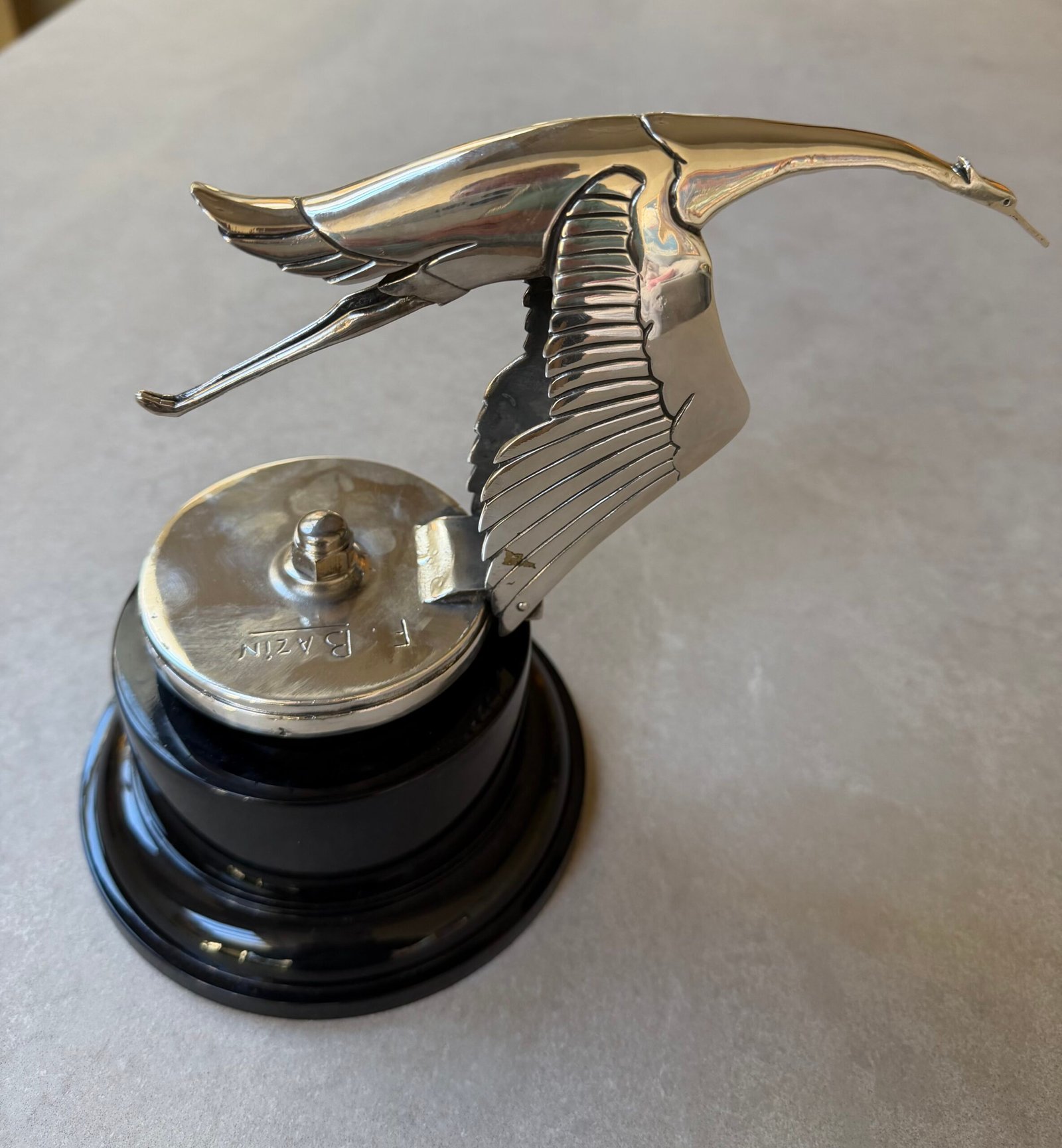 Rare François Bazin Hispano-Suiza Flying Stork Mascot, c. 1920s